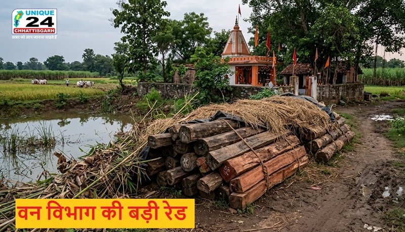 खेत-तालाब-मंदिर में छिपाई सागौन और साल की कीमती लकड़ी…देखें VIDEO
