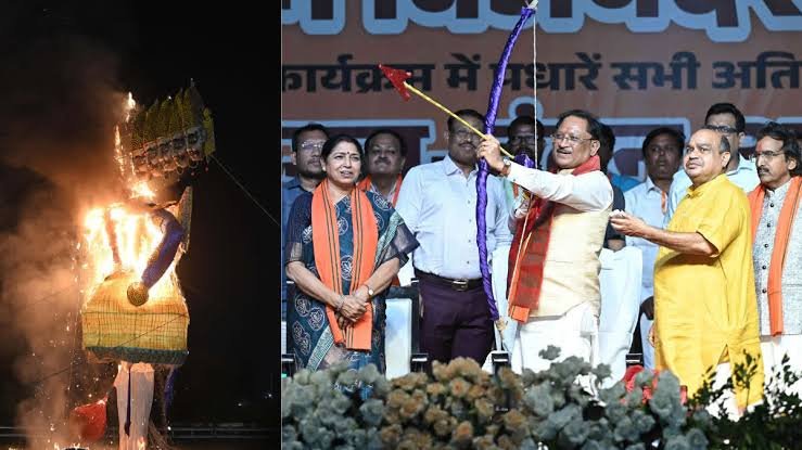 विजयादशमी पर CM साय ने किया रावण दहन, WRS मैदान में गूंजा जय श्रीराम